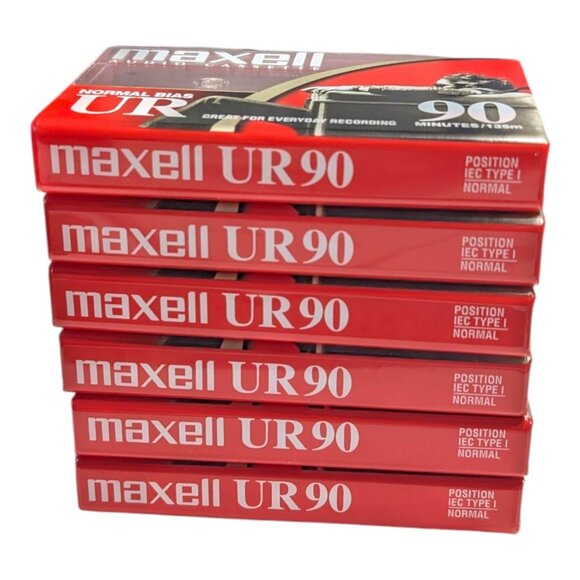 Brand New Maxell UR 90 Minute Normal Bias Blank Audio Cassette Tapes 6 Pack - Picture 2 of 6